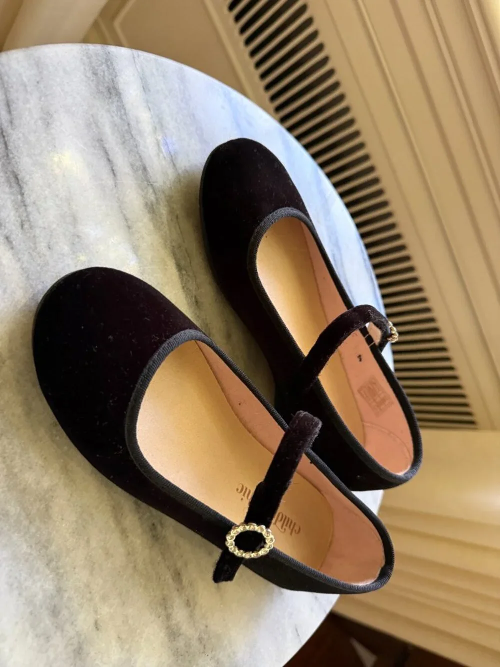 Childrenchic Black Velvet Mary Janes